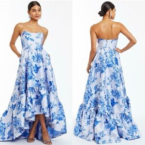 Mestiza New York Georgina Floral Strapless High-Low Gown Size 6 $995